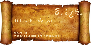 Biliczki Éva névjegykártya